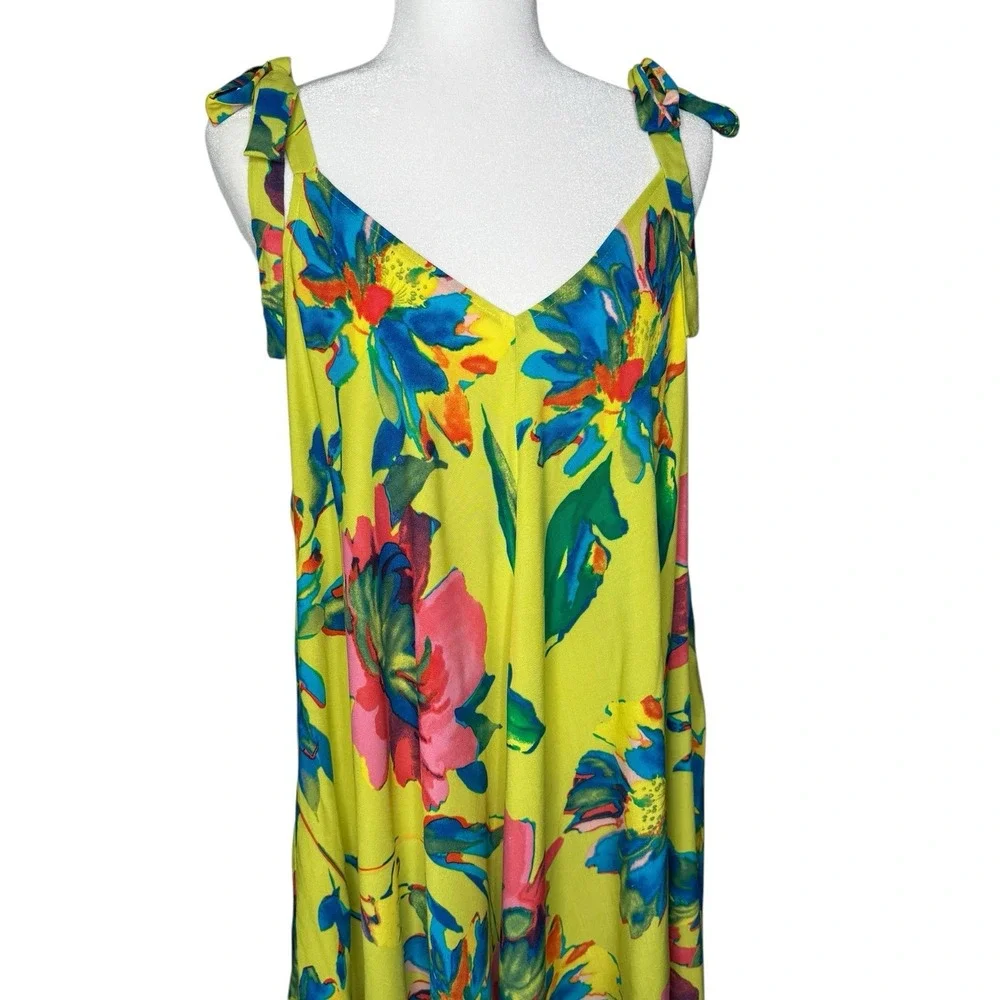 NWT Sam And Jess L‎ Dress Floral Bow Tie Asymmetrical Beachy Lightweight Flowy